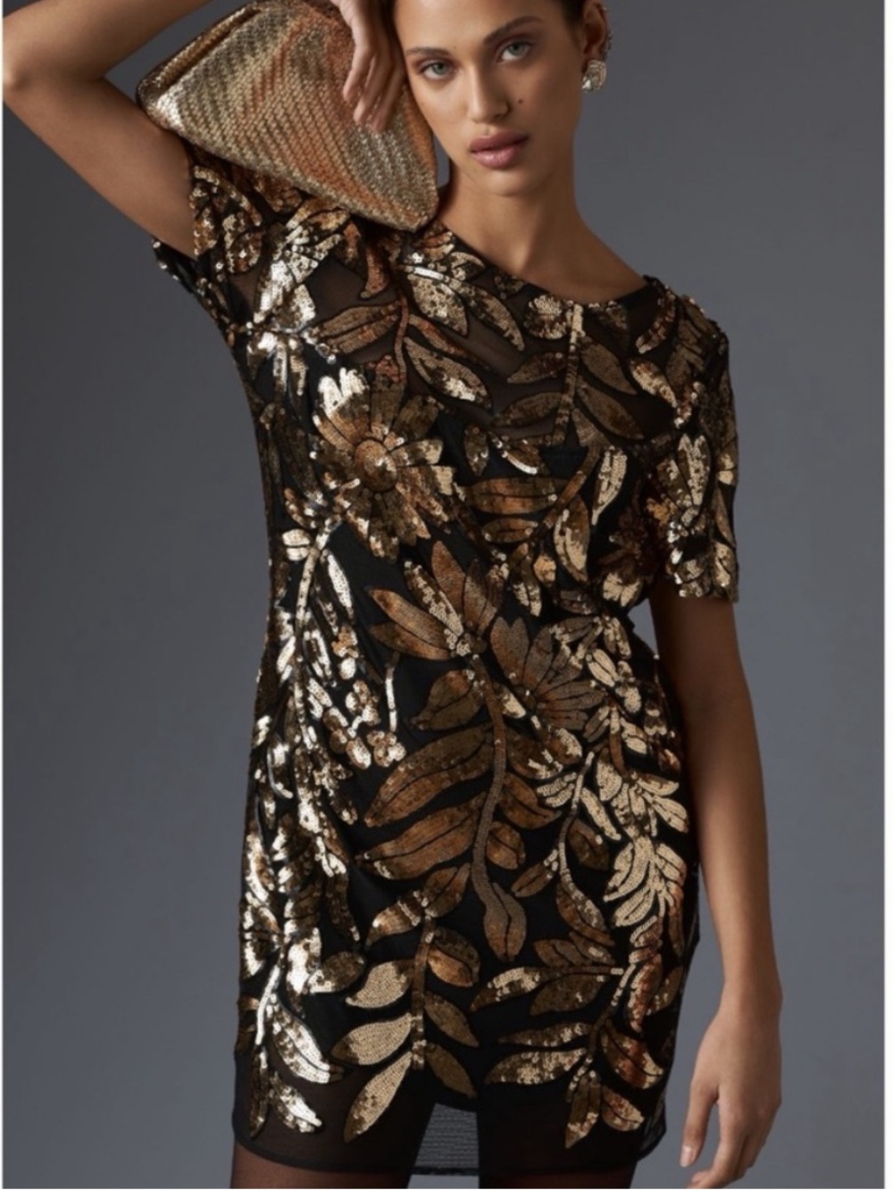 NWT Anthropologie Maeve Short-Sleeve Sheer Embellished Mini Dress size XS